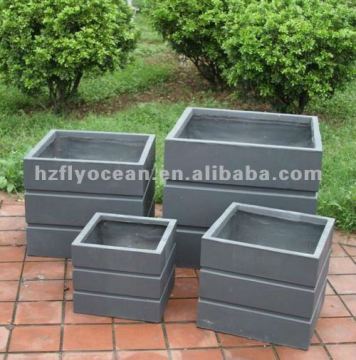 FO-9207 Fiberclay Cubic Garden Pots and Flower Planters
