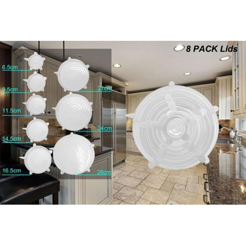 FDA Food Grade 8 Pack Silicone Stretch Lids