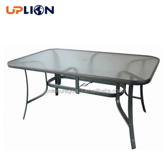 Uplion Modern Outdoor Garden Table 150x90cm Tempered Glass Top