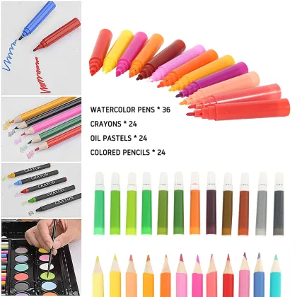 180 Pcs Kids Art Set Children Drawing Watercolor Pen Crayon Oil Pastel