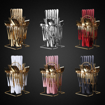 24-Piece Stainless Steel Cutlery Set with Gift Box: Knife, Fork, Spoon, Cubiertos