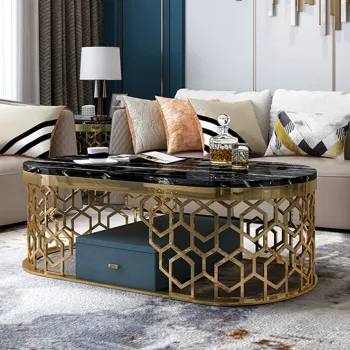 New Stylish Gold Round Metal Coffee Tables for Luxury Living Room Furniture