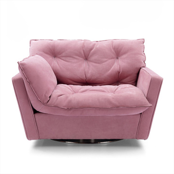 Modern Pink Faux Leather Swivel Sofa for Living Room and Hotel Bedroom