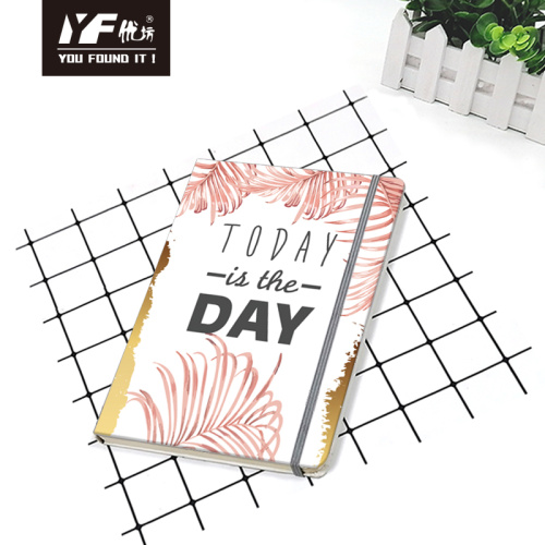 Custom tropical leaf style stationery notebook with elastic strap diary