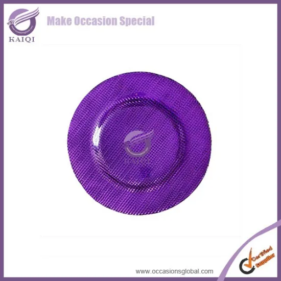 18157 Purple Sparks clear glass square wedding decoration charger plates