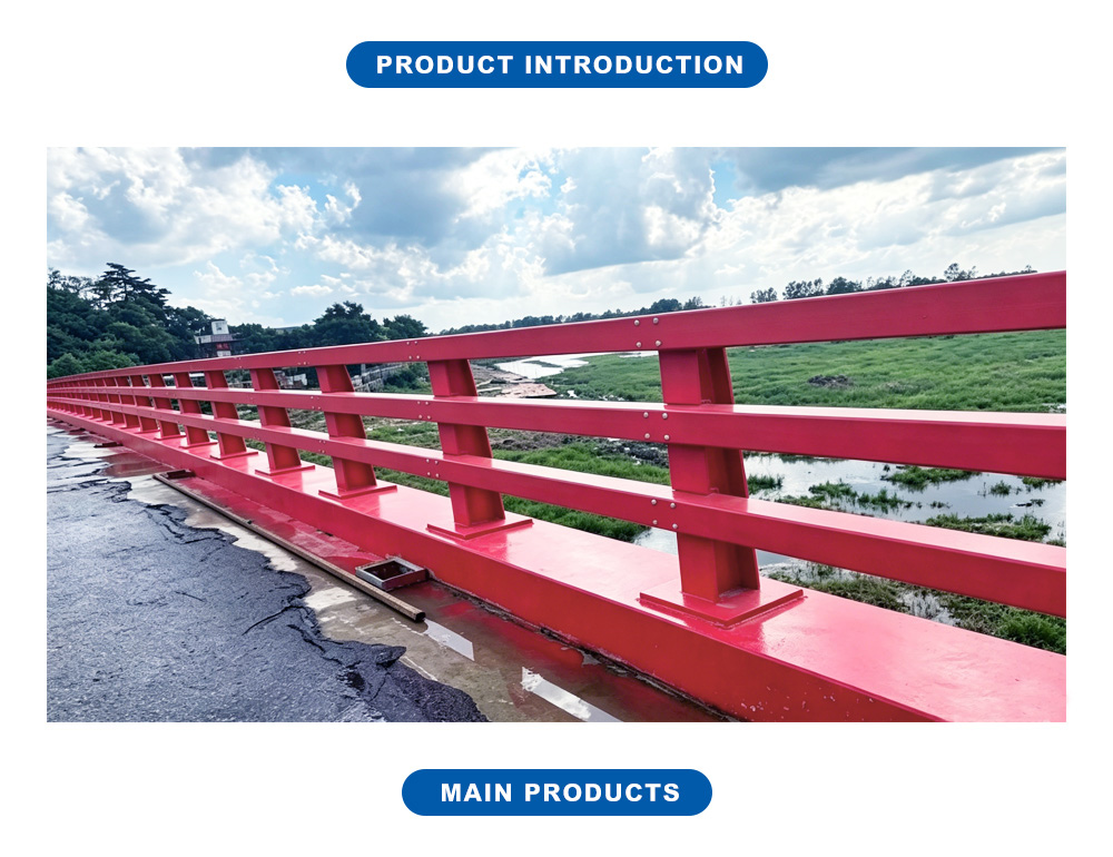 Red Steel Bridge Anti-Collision Guardrail X