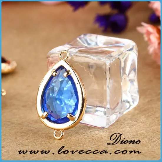 Crystal bezel blue stone pendant for earring ,Glass stone pendant whoesale