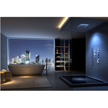 Soffione doccia multifunzione a soffitto con LED / pioggia + cascata + colonna d&#39;acqua