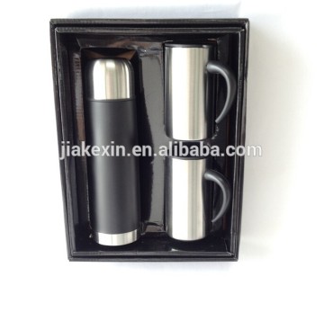 Stainless steel 500ml vacuum flask with 2 pieces 220ml thermo cups gift sets