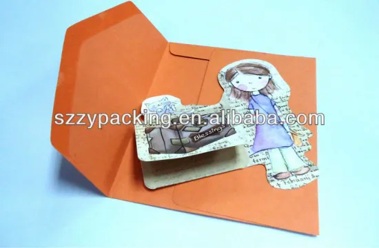 fancy paper girl printed special shape blessing cards