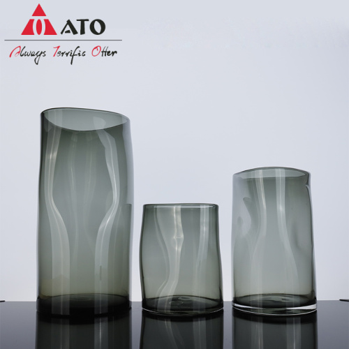 Wholesale Mouth Decoration Transparent Glass Flower Vase