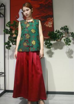 Red Casual Trousers for Women