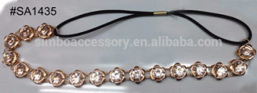 flower shape mail chain headwrap with rhinestones,semi-circle balls hairband,hair accessories,hair jewelry,hair ornament