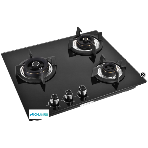 Black Toughened Glass 3 Burner Gas Hobtop Glass