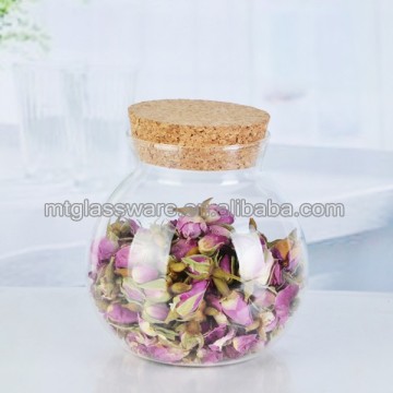 2015 Hand made Pyrex glass tea canister with cork lid