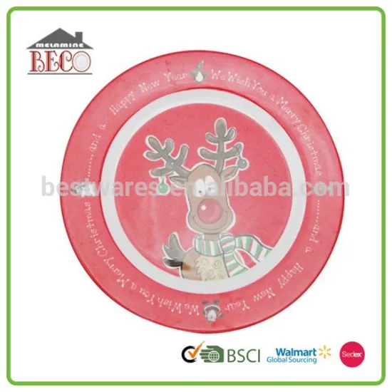 2015 Hot sale cheap red round melamine kids plate