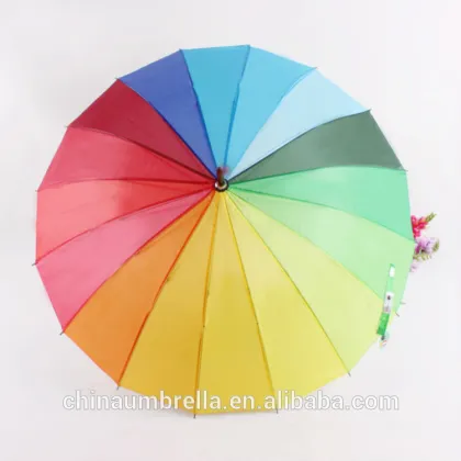 rainbow straight umbrella 16k uv care sun-protection umbrella safe auto opening umbrella