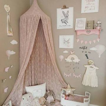 Nordic Nursery Room Hanging Lace Bed Canopy Ins Style Dome Hanging Mosquito Net For Kids Girls Room Fairytale Decoration