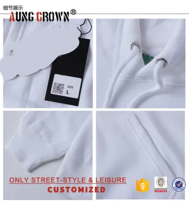 Blank Plain White Hoodie Stylish 100% Cotton Logo Design O-Neck