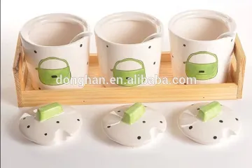 ceramic cruet with wooden stander