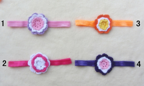 Bayi Crochet bunga Hairband anak tangan rajutan Beanie