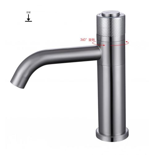 SUS304 Manija de botón de acero inoxidable Hot Hot Cold Basin Faucet