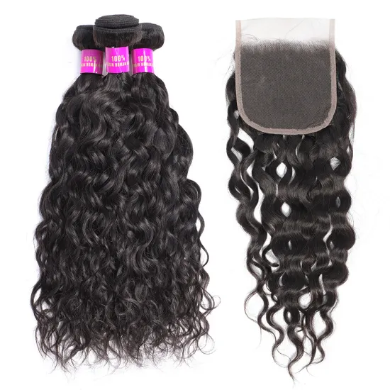 Human Hair Womens Toupee Brazilian Virgin Human Hair Bundles With Silk Base Lace Closure