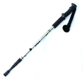 Silver Aluminum Alloy Three-Section Shock-Absorbing Trekking Poles for Outdoor Hiking