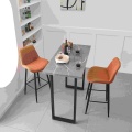 Elegante mesa de bar de mármol y 4 taburetes de naranja