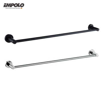 Black Brass Bathroom Towel Rod - Wall Mounted Single Bar Hanger