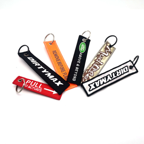 Woven Fabric Embroidered Name Keychain Custom Designs