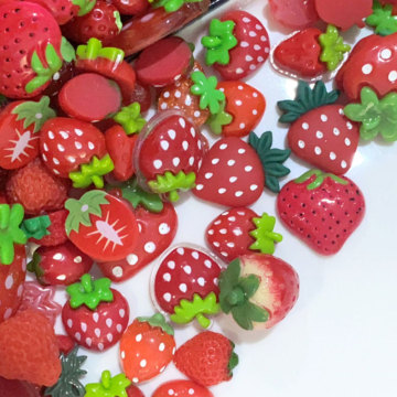 Estilos surtidos resina fresa Flatback cabujón simulación fruta roja manualidades para decoración del hogar fabricación de joyas
