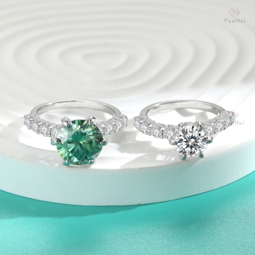 Stunning Dainty Wedding Promise Rings: 2ct 5 Carat VVS1 Diamond & Green Moissanite Engagement Rings in 925 Sterling Silver for Women