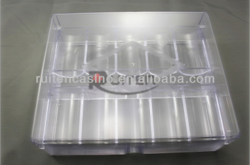 200ct Clear Acrylic Chip Case with lid and 2 decks poker space chip case