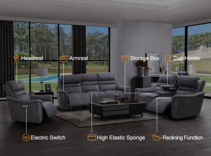 MANWAH CHEERS Factory Direct 3 Seat Electric Fabric Recliner Sofa for Living Room