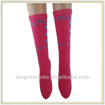 cozy jacquard knit pink children knee high sport socks