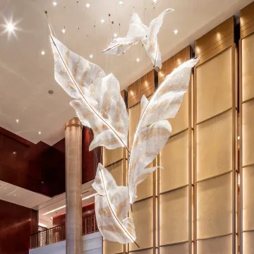 White LED Body Lamp Steel Hotel & Company Mast Light, Graceful Chandelier Seaves Pendant Lighting - China Made Home Decor