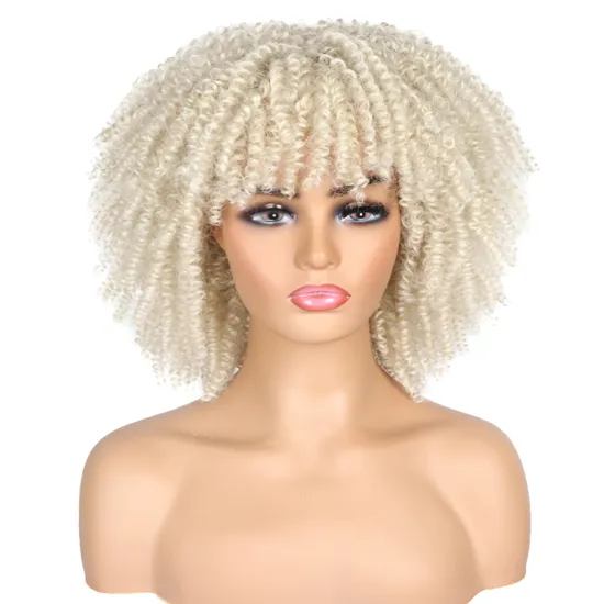 wholesale Factory supplier Wigs with bangs short wigs for black women Afro curly Synthetic wigs Hot sale