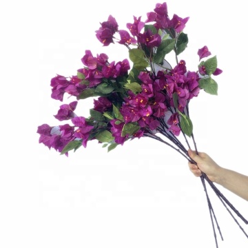 Artificial Silk Bougainvillea Blossom Branch 76cm with Green Leaves