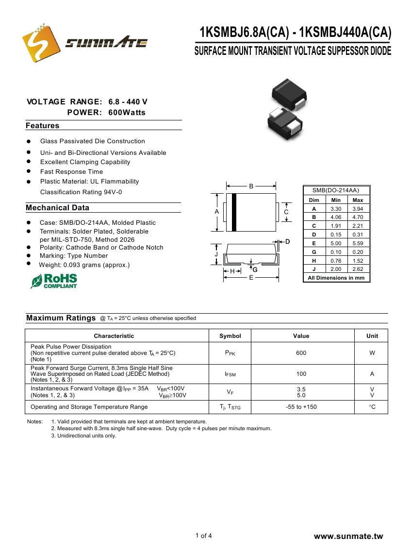 1KSMBJ6.8A(CA) - 1KSMBJ440A(CA)0000