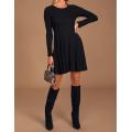 Strickte Crewneck Casual Lose Swing Kleid