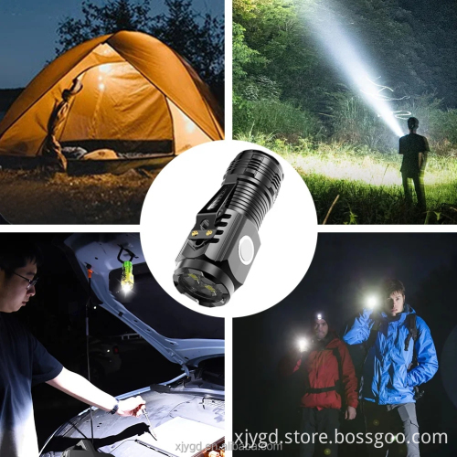 3LED Mini Rechargeable Flashlight - Waterproof EDC Torch with Pen Clip and Tail Magnet