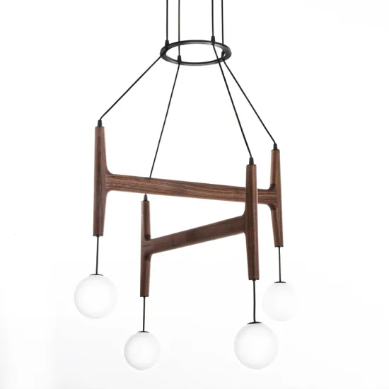Nodic Simple Wooden Retro Multi-Chandelier Pendant Light