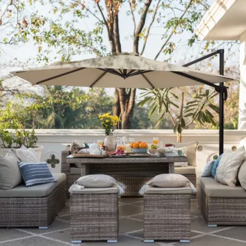 Uplion Patio Side Cantilever Parasol: Heavy Duty Outdoor Market Umbrella