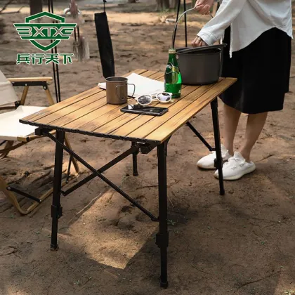 Wood grain adjustable height table