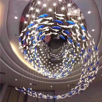 Customized Large Engineering Lighting for Hotel Lobby and Banquet Hall by LangJu Fish School Chandelier