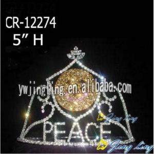 Custom Rhineston Peace Pageant Crowns With Sunshine