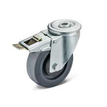 Swivel twin wheel casters with lock