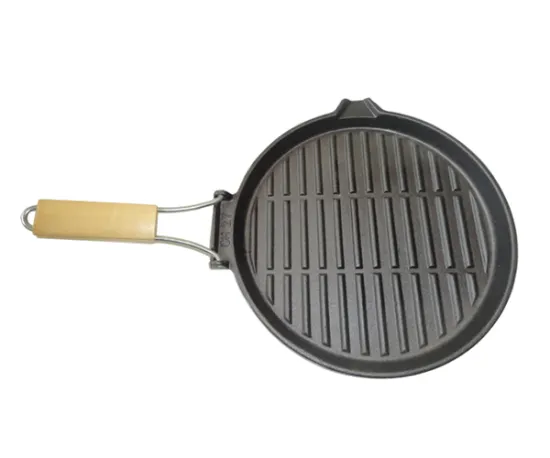 Cast iron grill pan wooden handle