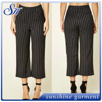 2017 new fashion ladies straight wide leg capri pants